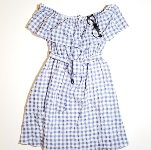 NWT 11•1•Tyhlo Kinsey Gingham Off Shoulder Dress - Picture 3 of 8